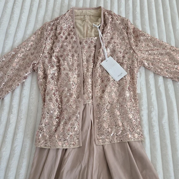 Champagne Formal Dress w/ Chiffon Jacket – Grace Karin Size S, NWT - Picture 3 of 5